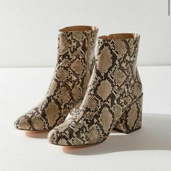 SOLD- UO Margot snake print chunky heel booties - Picture 2 of 6